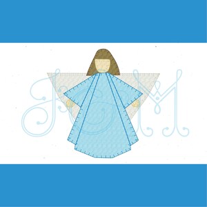 Quiltblock Angel Applique Blanket Stitch Vintage Style Machine Embroidery Design 4x4 5x7 6x10