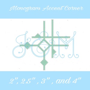 Geometric Monogram Accent Corner Fill Stitch Embroidery Design