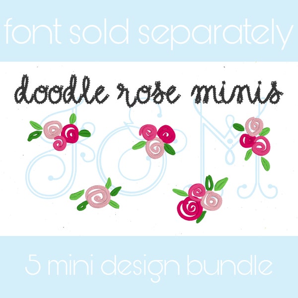 Build Your Own Doodle Rose Mini 5 Designs in 1 Bundle Satin Stitch Vintage Style Machine Embroidery Design