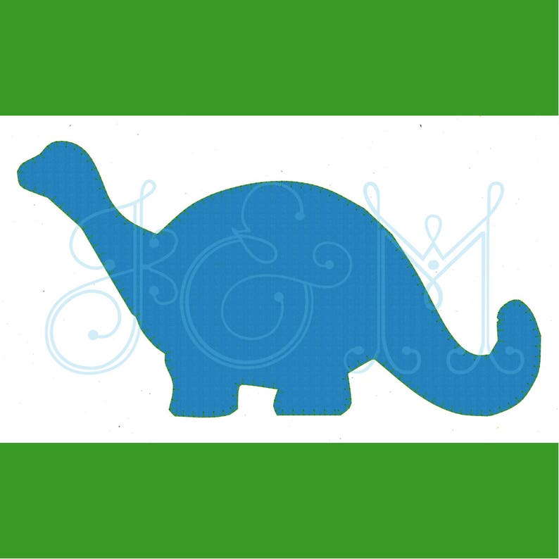 Brontosaurus Dinosaur Outline Blanket Stitch Vintage Style Applique ...