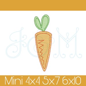 Simple Carrot Easter Sketch Fill  Bean Stitch Outline Vintage Style Machine Embroidery Design