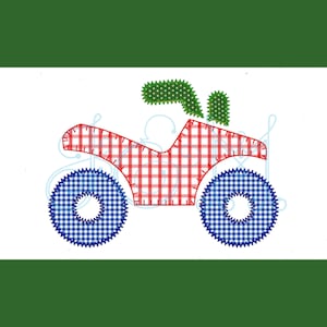 ATV vier Wheeler Offroad Decke Zick Zack Stich Applikation Vintage-Stil Maschine Stickerei Design