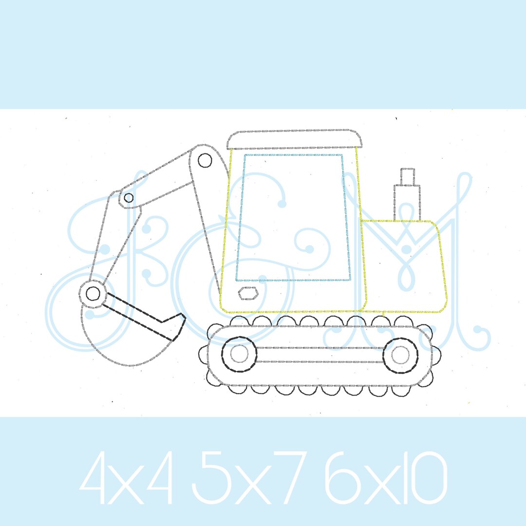 Excavator Construction Equipment Bean Running Quick Stitch Sketch ...