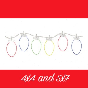 Christmas Light Sketch Outline Line Vintage Stitch VIntage Style Machine Embroidery Design 4x4 and 5x7