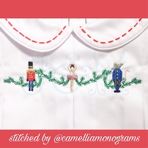 Nutcracker Ballet - Fairy and Mouse King Trio - Christmas Garland Monogram Border Line Frame Vintage Style Machine Embroidery Design