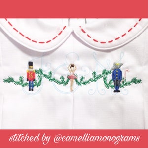 Nutcracker Ballet - Fairy and Mouse King Trio - Christmas Garland Monogram Border Line Frame Vintage Style Machine Embroidery Design