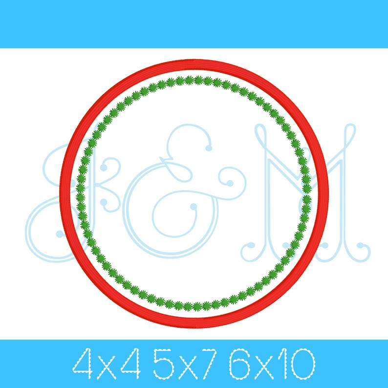 Satin Stitch and Colonial Knot Monogram Frame Circle Machine Embroidery ...