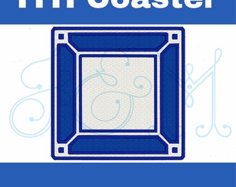 5" Prussian ITH In the Hoop Monogram Blank Coaster Cocktail Napkin Vintage Style Machine Embroidery Design