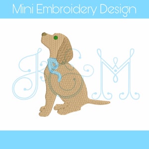 Sweet Lab Puppy Dog with Ribbon Bow Mini Fill Motif Vintage Style Machine Embroidery Design