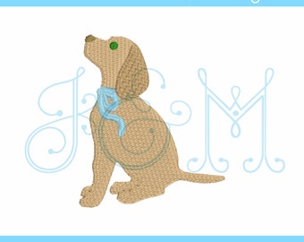 Sweet Lab Puppy Dog with Ribbon Bow Mini Fill Motif Vintage Style Machine Embroidery Design