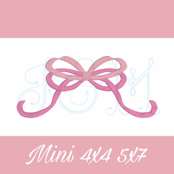 Double Loop Heirloom Bow Satin Stitch Monogram Accent Vintage Style Machine Embroidery Design