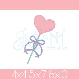 Valentine&#39;s Day Heart Magic Fairy Princess Wand with Bow Blanket Stitch Applique Vintage Style Machine Embroidery Design