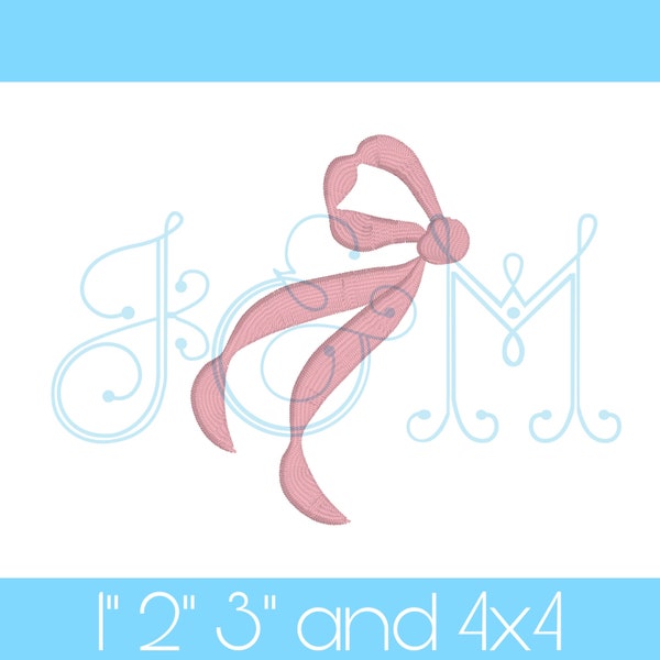 Double Tail Side Heirloom Bow Add on Monogram Motif Satin Stitch Vintage Style Machine Embroidery Design