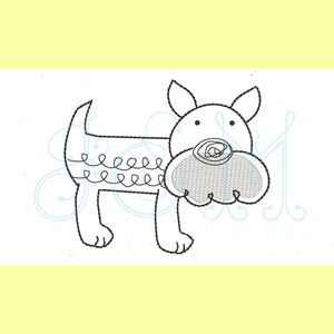 Scottie the Pup Puppy Dog Sketch Fill Bean Stitch Vintage Style Machine Embroidery Design