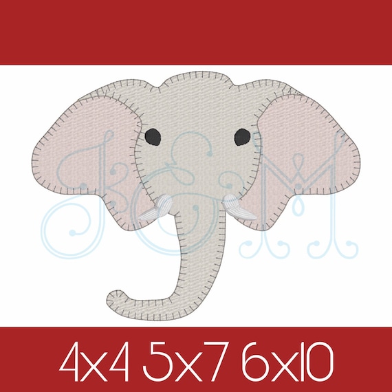 Elefant Gesicht einfache und niedliche Decke Stich Applikation Vintage Stil  Maschine Stickerei Design
