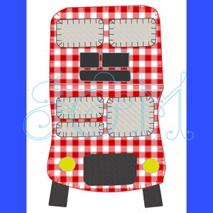 Double Decker Bus Vintage Style Applique Blanket Stitch Machine Embroidery Design 5x7