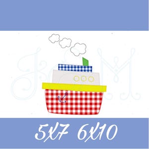 Tugboat Blanket Stitch Applique Vintage Style Machine Embroidery Design