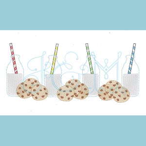 Milk and Cookies Vintage Stitch Sketch Embroidery Design