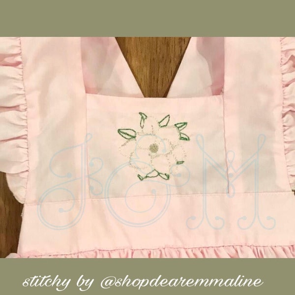 Multiple sizes Vintage stitch Magnolia floral embroidery design