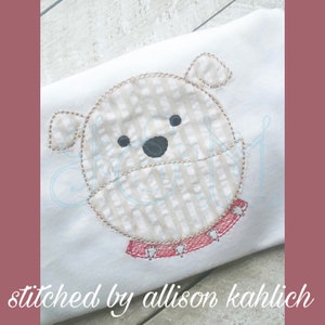 Spike el Bulldog Applique Vintage Stitch bean stitch Vintage Estilo Máquina Bordado Diseño