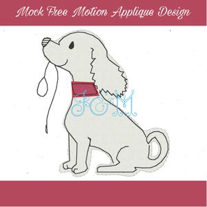 Puppy Tenant sa laisse Mock Free Motion VIntage Style Appliqiue Machine Broderie Design 4x4 et 5x7