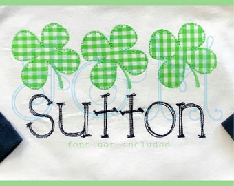 St. Patrick's Day Shamrock Trio Applique Blanket Stitch Machine Embroidery Design 5x7