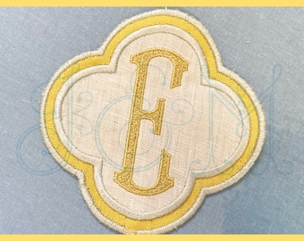 5" Quatrefoil ITH In the Hoop Monogram Blank Coaster Cocktail Napkin Vintage Style Machine Embroidery Design