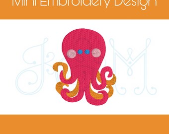 Mini Octopus Simple Sea Creature Animal Mini Fill Vintage Style Machine Embroidery Design
