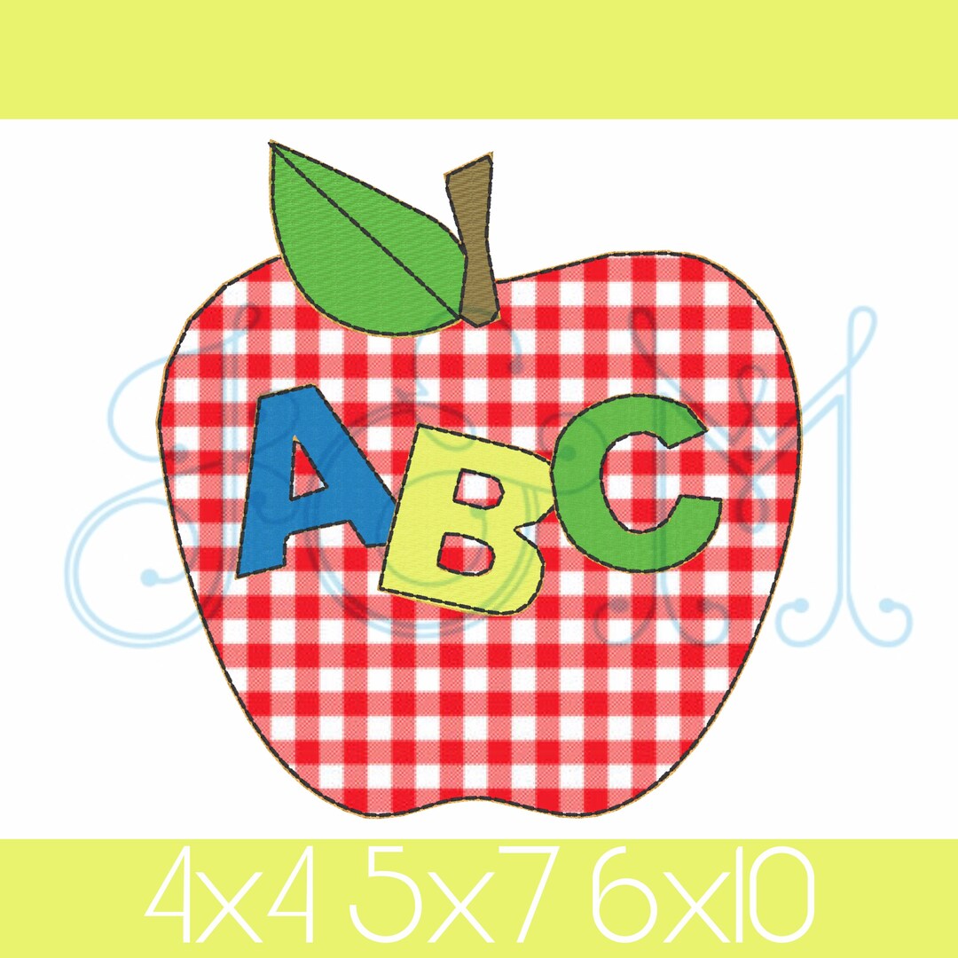 ABC Apple Back to School First Day Raw Edge Bean Stitch Applique ...