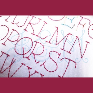 The Reesie Sashiko Dotted Running Bean Stitch Cute Handwritten Block Floss Font Alphabet Vintage Style Machine Embroidery Design