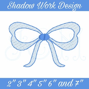 Simply Sweet Ribbon Bow Heirloom Shadow Work (or Sketch) Vintage Style Machine Embroidery Design