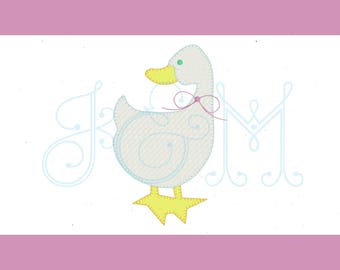 Simple Goose with Bow Around Neck Blanket Stitch Applique Machine Embroidery Design