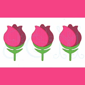 Row of Roses Trio Applique Blanket Vintage Style Machine Embroidery Design 5x7