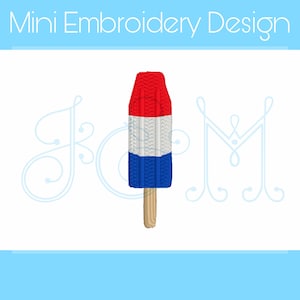 Patriotic Fourth of July Patriotic Three Color Pop Ice Cream Mini Fill Vintage Style Machine Embroidery Design