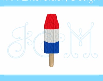 Patriotic Fourth of July Patriotic Three Color Pop Ice Cream Mini Fill Vintage Style Machine Embroidery Design