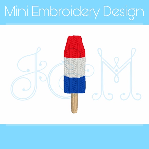 Patriotic Fourth of July Patriotic Three Color Pop Ice Cream Mini Fill Vintage Style Machine Embroidery Design