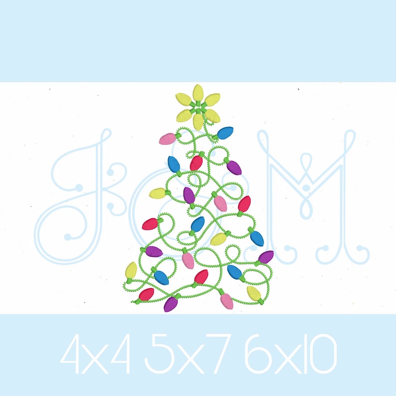 Squiggle Christmas Tree Light Satin Stitch and Stem Bean - Etsy