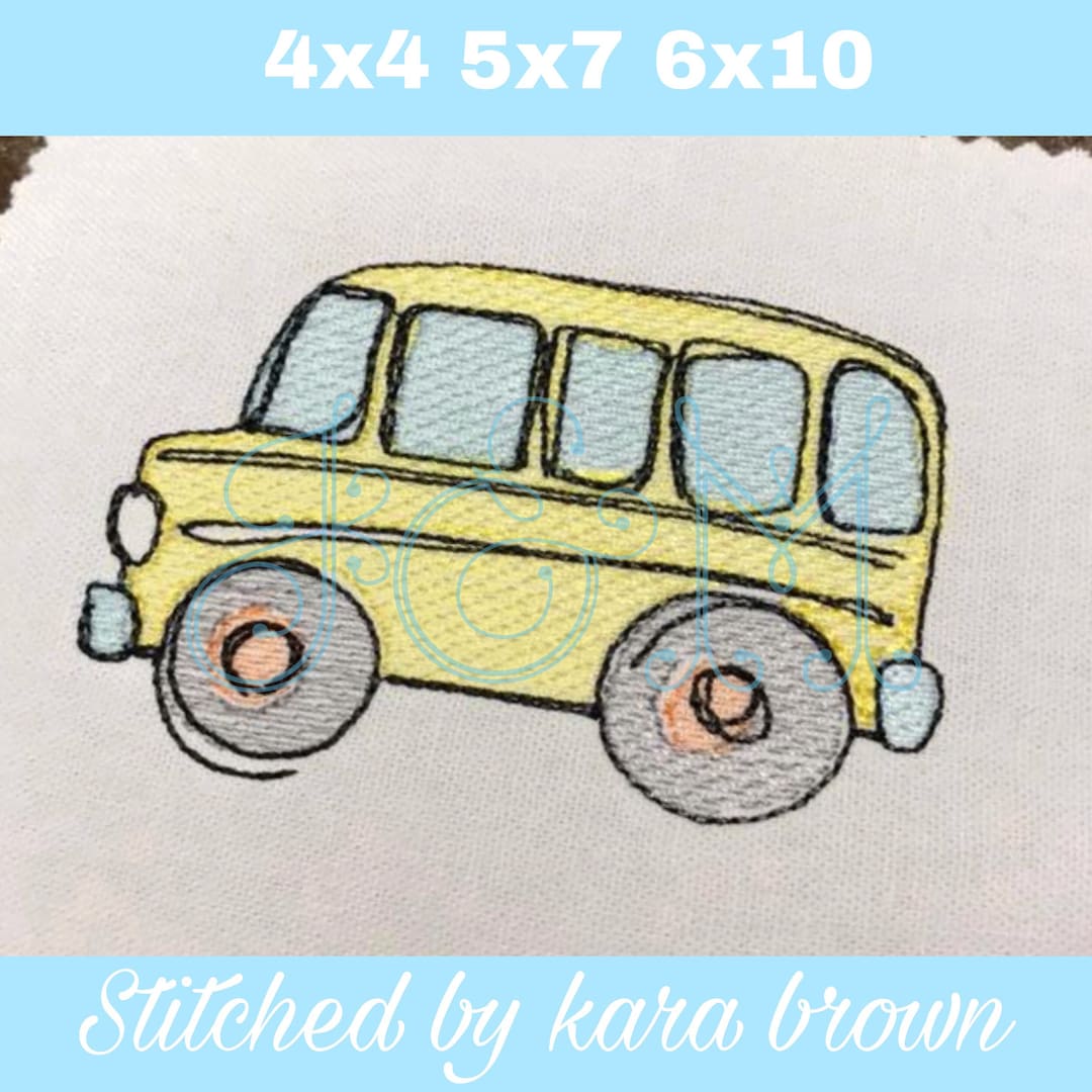 School Bus Scribble Sketch Back to School Vintage Stitch Sketch Machine ...