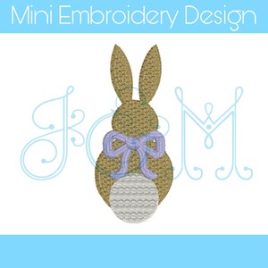 Girly Cottontail Easter Bunny with Bow Mini Sketch Fill Bean Stitch Outline Motif Tail Vintage Style Machine Embroidery Design