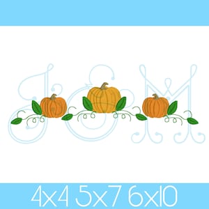 Automne Pumpkin Trio avec vignes Border Frame Halloween Thanksgiving Satin Stitch Bean Stitch vintage Style Machine Broderie Design