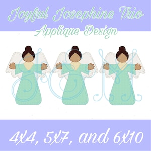 Joyful Josephine Angel Trio Vintage Stitch VIntage Style Applique Machine Embroidery Design 4x4, 5x7 and 6x10