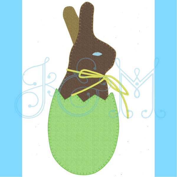 Easter Bunny Egg Blanket Stitch Applique Vintage Style Machine Embroidery Design