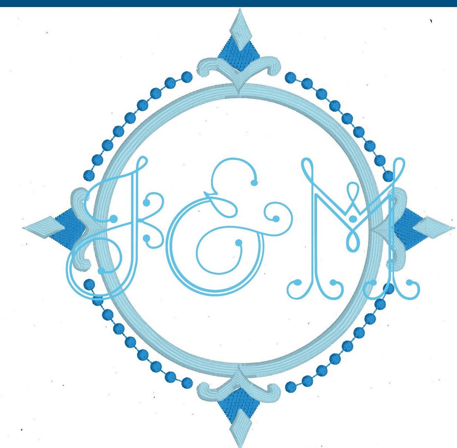 Satin and Colonial Dot Monogram Frame Circle Heirloom Vintage Style ...