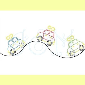 Toy Wind Up Car Bean Stitch Outline Quick Stitch Sketch Line Vintage Style Machine Embroidery Design