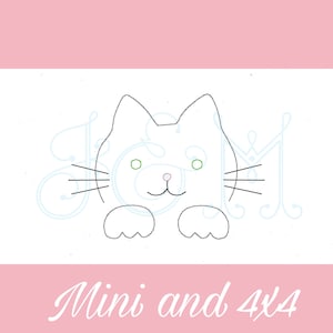 Little Kitten Bean Stitch Outline Sketch Vintage Style Machine Embroidery Design