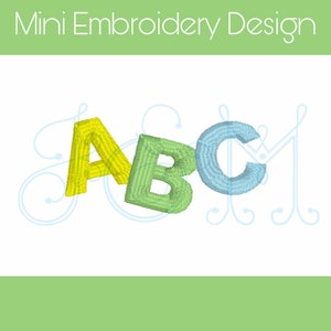 ABC Simple Back to School Satin Stitch Mini Motif Vintage Style Machine Embroidery Design