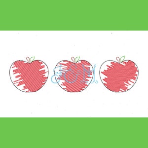 Apple Sketch Fill Trio Line Vintage Stitch Sketch Machine Embroidery Design