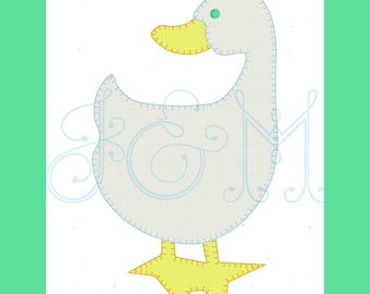 Simple Goose Vintage Style Blanket Stitch Applique Machine Embroidery Design
