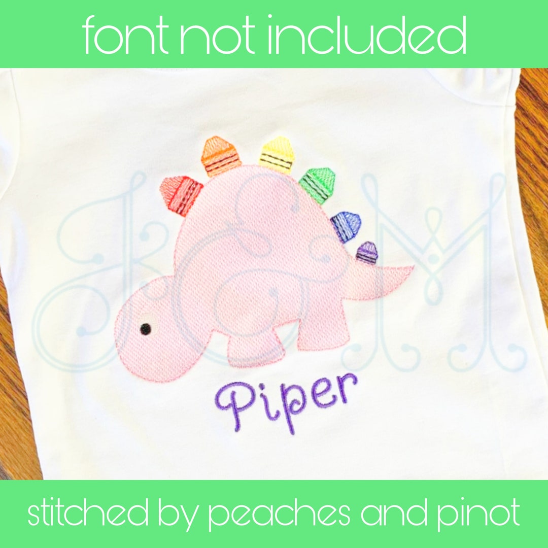 Back to School Crayonasaurus Dinosaur Sketch Fill Bean Stitch Outline ...