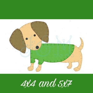 Weenie Dog in a Shirt Blanket Stitch Applique Vintage Stitch Vintage Style Machine Embroidery Design